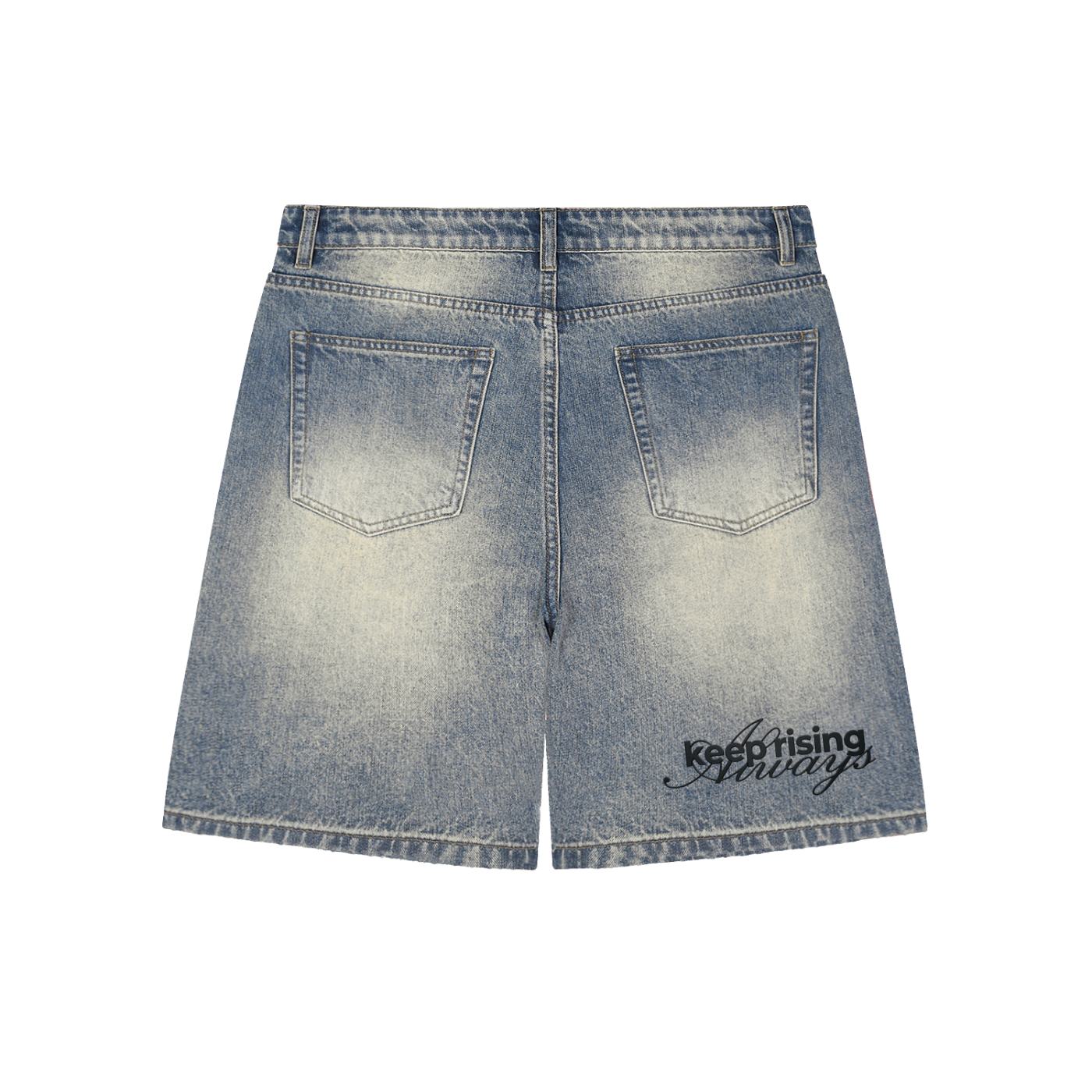Riser Faded Distressed Baggy Denim Shorts