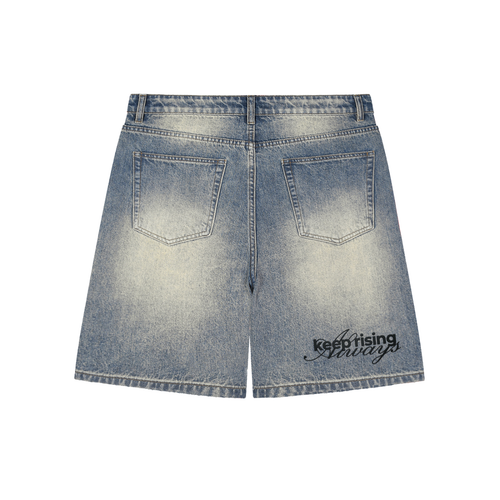 Riser Faded Distressed Baggy Denim Shorts