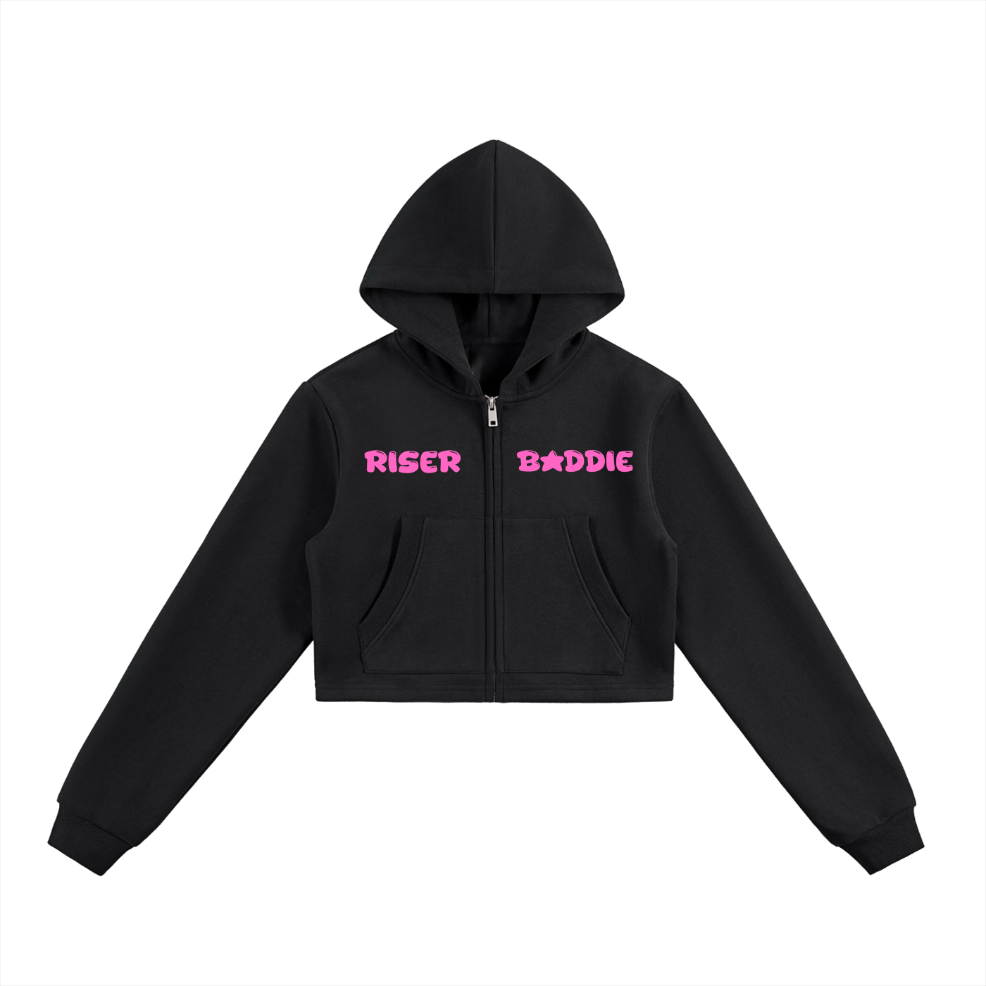Riser Baddie Cropped Zip-Up Hoodie