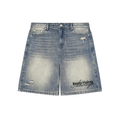 Riser Faded Distressed Baggy Denim Shorts